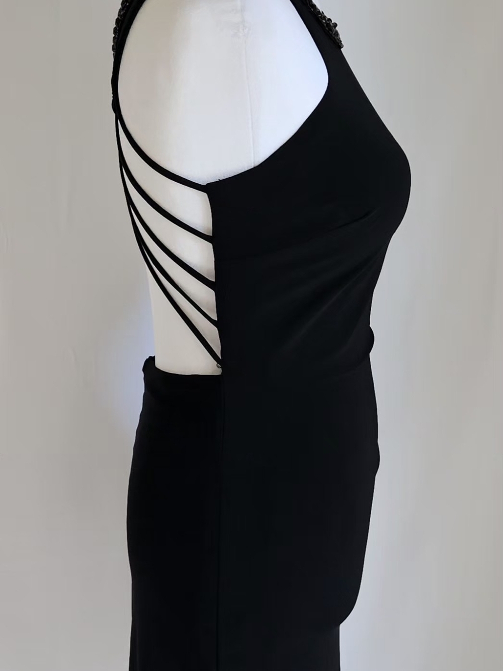 Josh & Jazz Black Embellished Bodycon Dress Strappy Open Back Mini Dress Size 2 - Picture 7 of 12